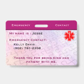 自閉症バッジ ピンク バッジ (裏面)