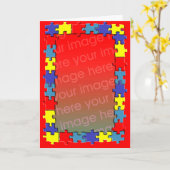 自閉症パズルの写真フレームグリーティングカード カード (黄色い花)