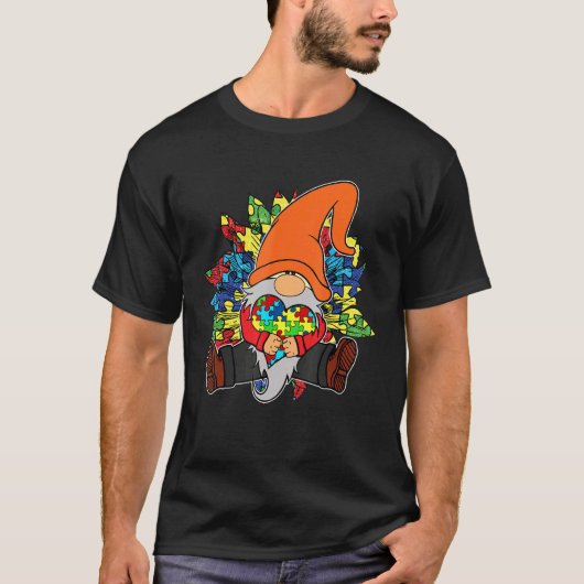自閉症パズルピースを受け入れる 理解する 愛する ノーム Tシャツ (正面)