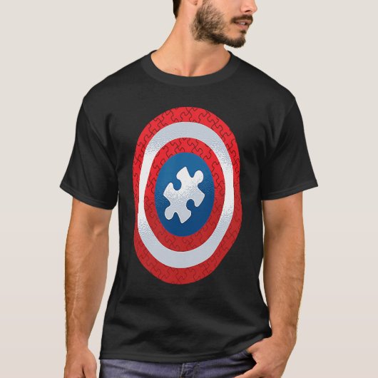 自閉症パズルピースシールド Tシャツ (正面)