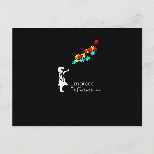 自閉症パズルピースTシャツ自閉症認識度 案内ポストカード (正面)