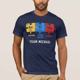 自閉症パズル化学ギークチパーソナライズされたーム Tシャツ