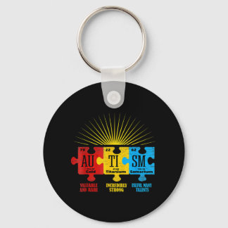 自閉症パズル化学元素Tシャツ14 キーホルダー