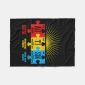 自閉症パズル化学元素Tシャツ14 フリースブランケット (正面(横))