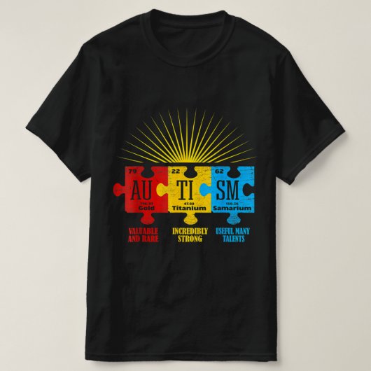 自閉症パズル化学元素Tシャツ14 Tシャツ (デザイン正面)