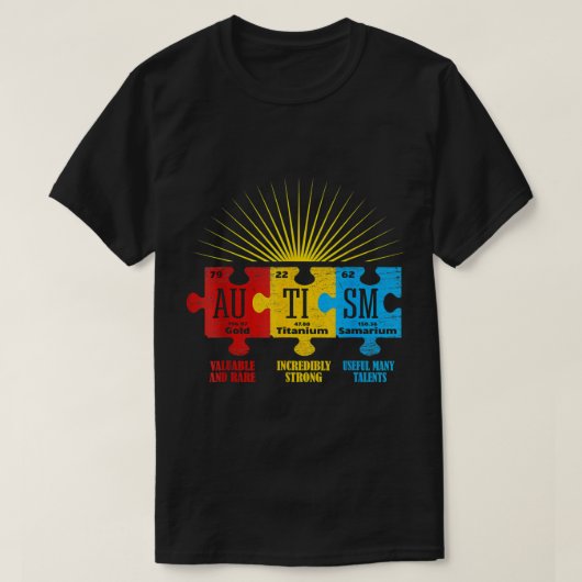 自閉症パズル化学元素Tシャツ14 Tシャツ (デザイン正面)