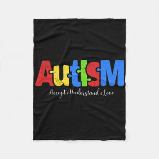 自閉症パズル受け入れ愛を理解する自閉症アワーン フリースブランケット
