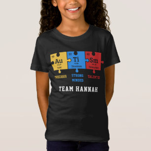 自閉症パズル科学パーソナライズされた家族マッチング Tシャツ