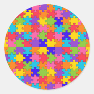 自閉症パズル ラウンドシール