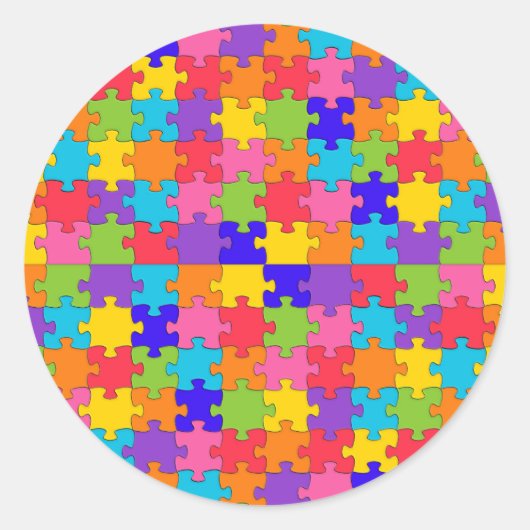 自閉症パズル ラウンドシール (正面)