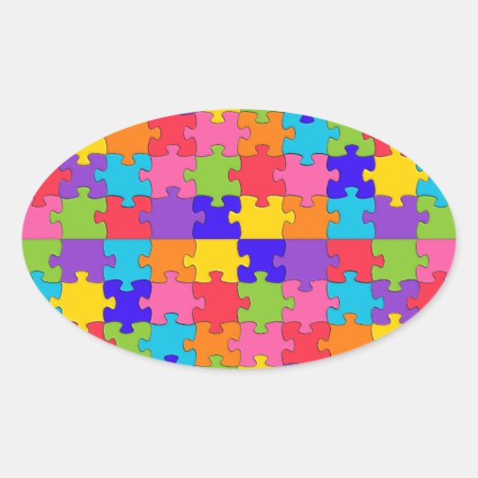 自閉症パズル 楕円形シール (正面)