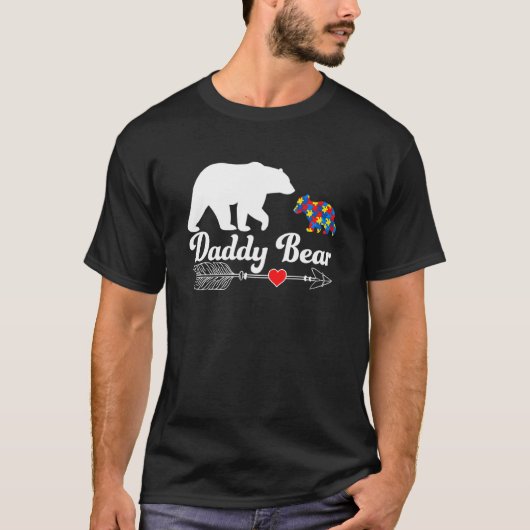 自閉症パパのクマ 自閉症認知 パパのサポート Tシャツ (正面)