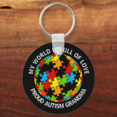 自閉症パーソナライズされたのパパ/愛に満ちた母 キーホルダー (正面)