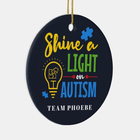 自閉症パーソナライズされたのマッチングチームに光を当てる セラミックオーナメント (右)