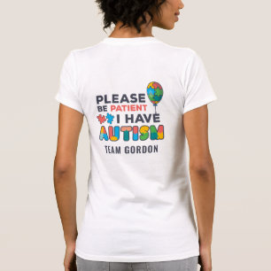 自閉症パーソナライズされたの意識は我慢しなさい Tシャツ