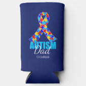自閉症パーソナライズされたパパブルー スリム缶クーラー (正面)