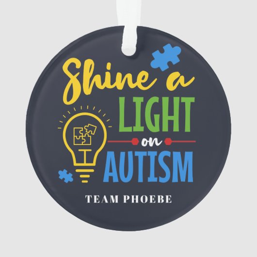 自閉症パーソナライズされたマッチングチームに光を当てる オーナメント (裏面)