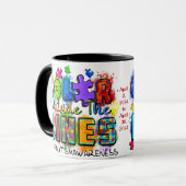 自閉症パーソナライズされた受理月セラミックマグカップ マグカップ (正面左)