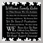 自閉症パーソナライズされた家族規則 ポスター (正面)