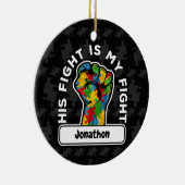 自閉症パーソナライズされた彼の戦いは私の戦いセラミック セラミックオーナメント (右)