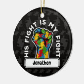 自閉症パーソナライズされた彼の戦いは私の戦いセラミック セラミックオーナメント (左)
