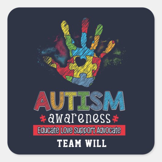 自閉症パーソナライズされた意識を啓発する スクエアシール (正面)