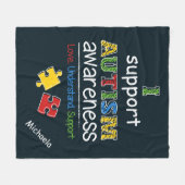 自閉症パーソナライズされた意識パズルを支持 フリースブランケット (正面(横))