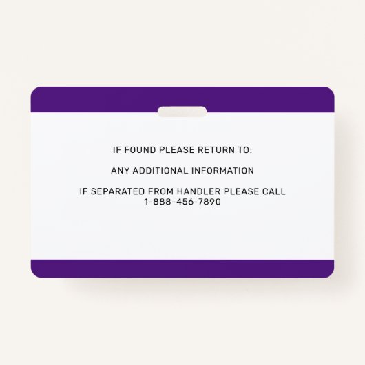 自閉症パーソナライズされた支援サービス犬ID写真 バッジ (裏面)