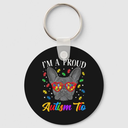 自閉症フランスのティオブルドッグパズルゲル キーホルダー (正面)