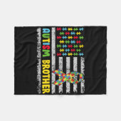 自閉症ブラザー自閉症意識ママパパアメリカ国旗G フリースブランケット (正面(横))