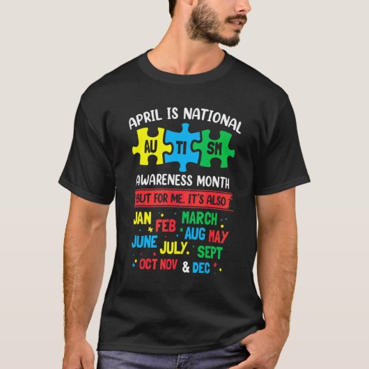 自閉症プライド自閉症啓発支援パズルパイ Tシャツ (正面)