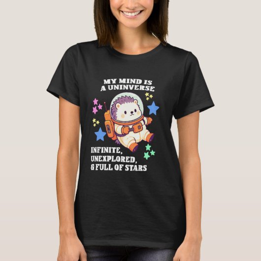 自閉症プライド ハリネズミ 宇宙飛行士 - ちびハリネズミ Tシャツ (正面)