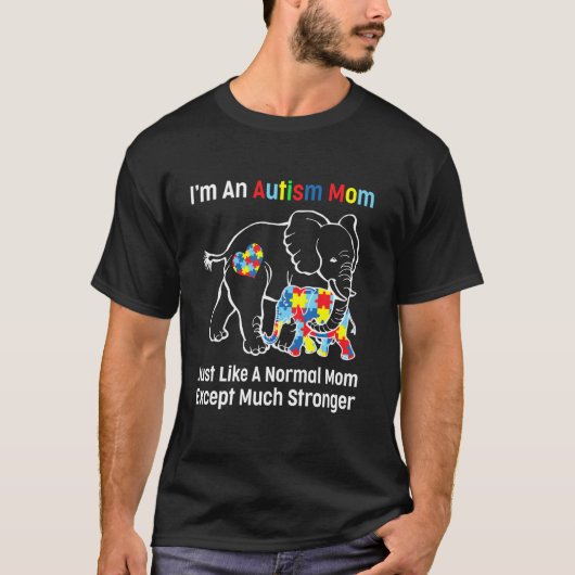 自閉症ママです 普通のママと変わりません 象 Tシャツ (正面)