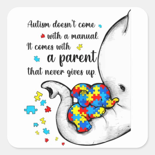 自閉症ママのシャツ女性自閉症意識シャツママ スクエアシール (正面)