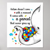 自閉症ママのシャツ女性自閉症意識シャツママ ポスター (正面)