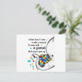 自閉症ママのシャツ女性自閉症意識シャツママ ポストカード (スタンド正面)