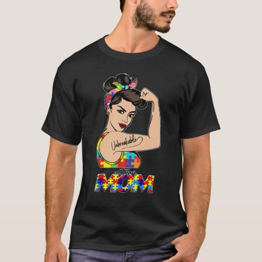 自閉症ママの不屈の精神 自閉症啓発 ママ 女性向け Tシャツ (正面)