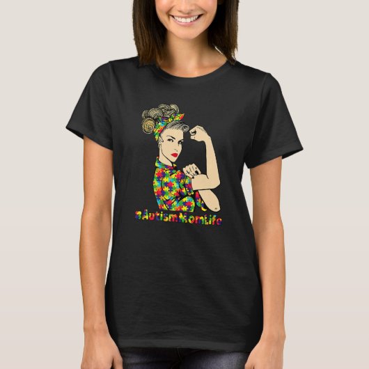自閉症ママの人生 強い女の子 母の日 自閉症啓発 Tシャツ (正面)
