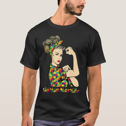 自閉症ママの人生 強い女の子 母の日 Autism Tシャツ (正面)