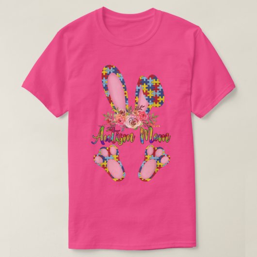 自閉症ママパズルピースBunny自閉症意識モ Tシャツ (デザイン正面)
