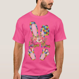 自閉症ママパズルピースBunny自閉症意識モ Tシャツ