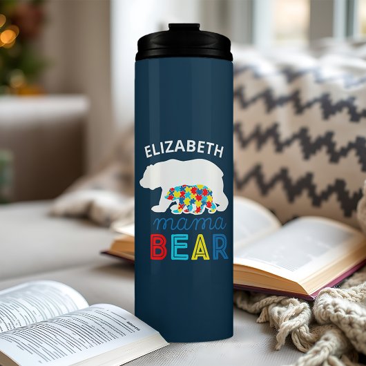 自閉症ママベアアンドクブパズルピースパーソナライズされた タンブラー