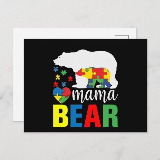 自閉症マママベア インビテーションポストカード (正面/裏面)