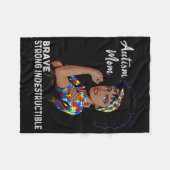 自閉症ママ不死自閉症意識ブラックW フリースブランケット (正面(横))