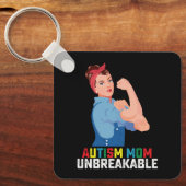 自閉症ママ壊れにくい自閉症誇りを持ったファミリー キーホルダー (正面)