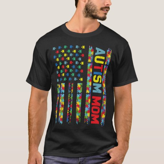自閉症ママ子供米国旗パズル啓発優しさを選ぼう Tシャツ (正面)