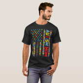自閉症ママ子供米国旗パズル啓発優しさを選ぼう Tシャツ (正面フル)
