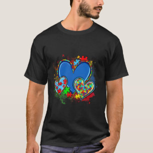 自閉症ママ水色ハート神経多様性 Tシャツ