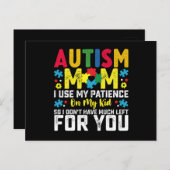 自閉症ママ私の子供の認識度に私の忍耐を使用 ポストカード (正面/裏面)