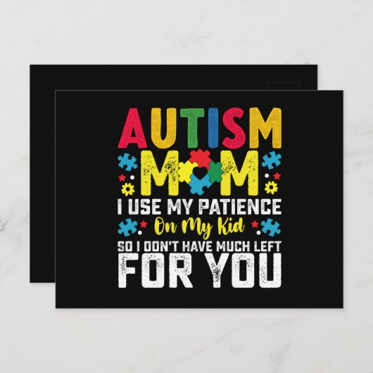 自閉症ママ私の子供の認識度に私の忍耐を使用 ポストカード (正面/裏面)